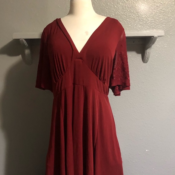 deep red midi dress